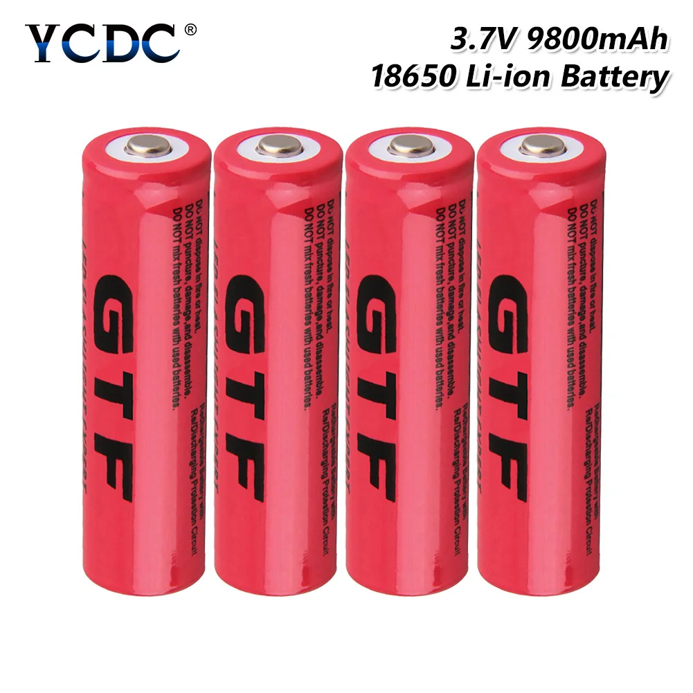 4 шт. остроконечный Топ GTF 18650 аккумуляторные батареи 3 7 V 9800mAh литиевая батарея для