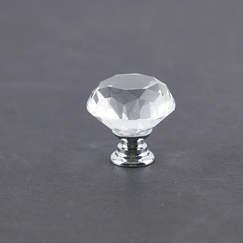 

New 30mm Diamond Shape Crystal Handle Acrylic Wardrobe Shop Window Single Hole Drawer Home Hardware