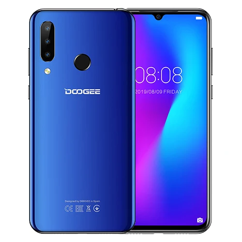 Синий Мобильный телефон DOOGEE N20 16MP с тройной задней камерой 6,3 дюймов FHD+ дисплей 4 Гб 64 Гб MT6763 Восьмиядерный 4350 мАч мобильный телефон LTE - Цвет: Синий