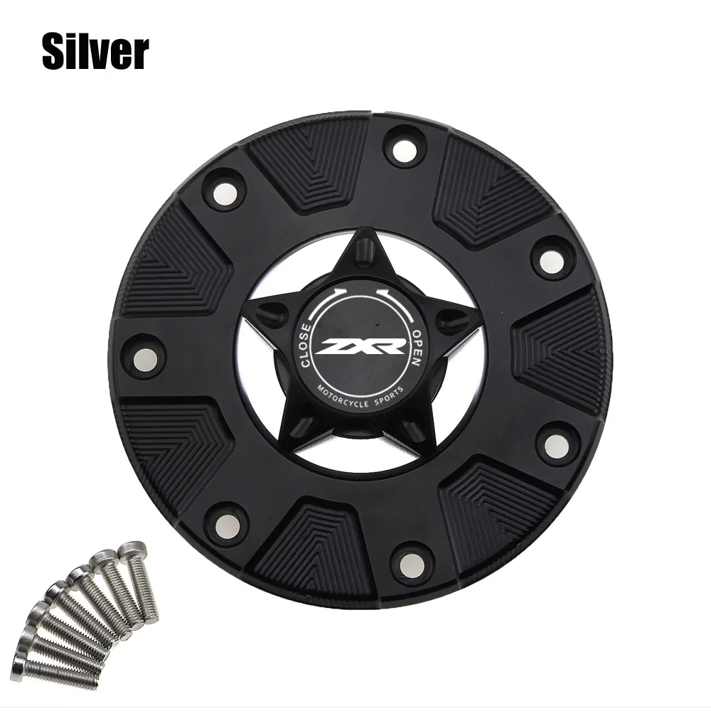 Silver ZXR газовый топливный бак крышка для Kawasaki ZXR400 ZXR750 1991-1999 аксессуары для мотоциклов CNC алюминиевая масляная крышка мотоцикла - Цвет: Silver