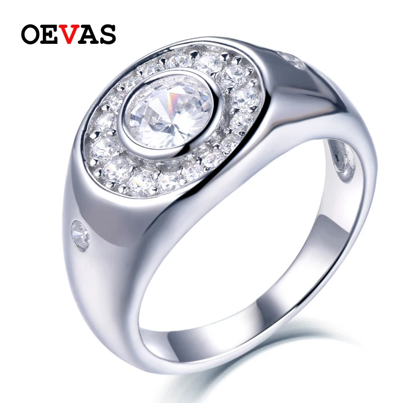 

OEVAS Real 925 Sterling Silver Sparking Zircon Wedding Rings for Women Top Quality Enagement Party Jewelry Anniversary Ring Gift