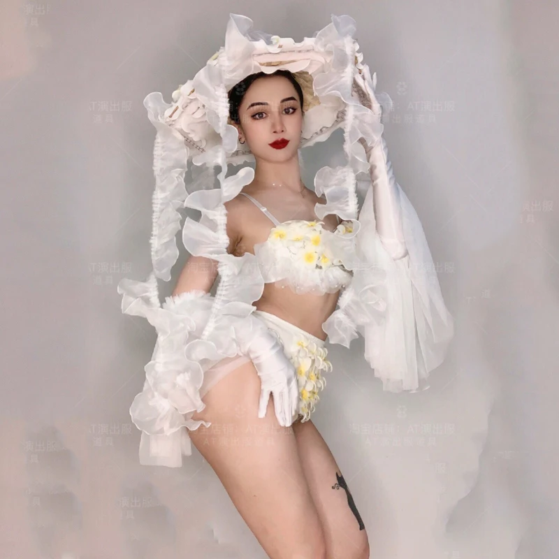 

Female Bikini Gauze Gogo Dance Stage Performance LED Suit Nightclub Singer Festival Rave Outfits Pole Dance Clothing DWY5670