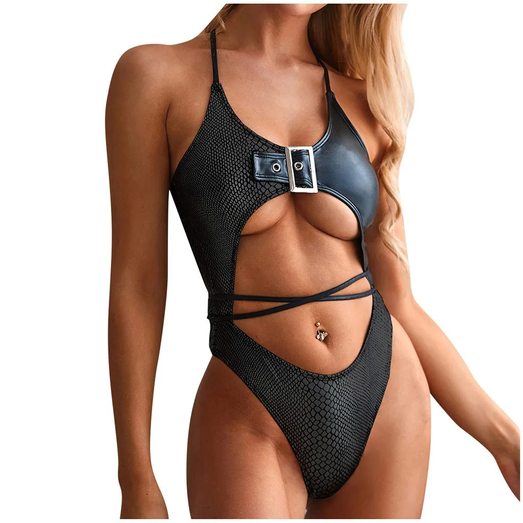 

Women'S Sexy Crocodile Metal Buttoned Bikini Black Silver Separate Women'S Swimsuit Women'S Bathing Suits Sexy Woman Z0324