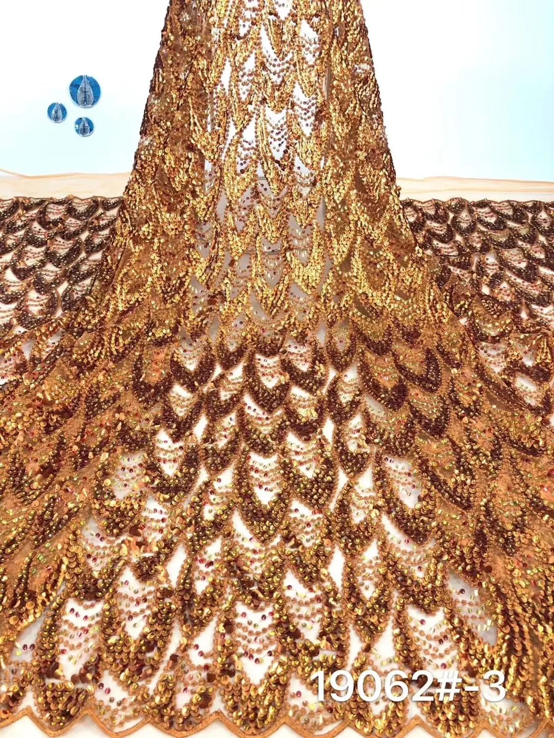 (5yards/pc) very beautiful sequins embroidered African tulle lace orange brown French fabric for party dress FZZ608 | Дом и сад