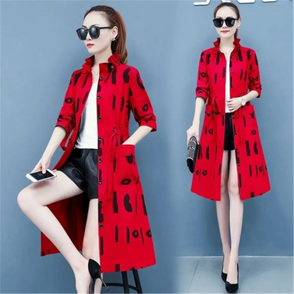 Демисезонный пальто для женщин с завязкой на талии тонкий легкое защитой от