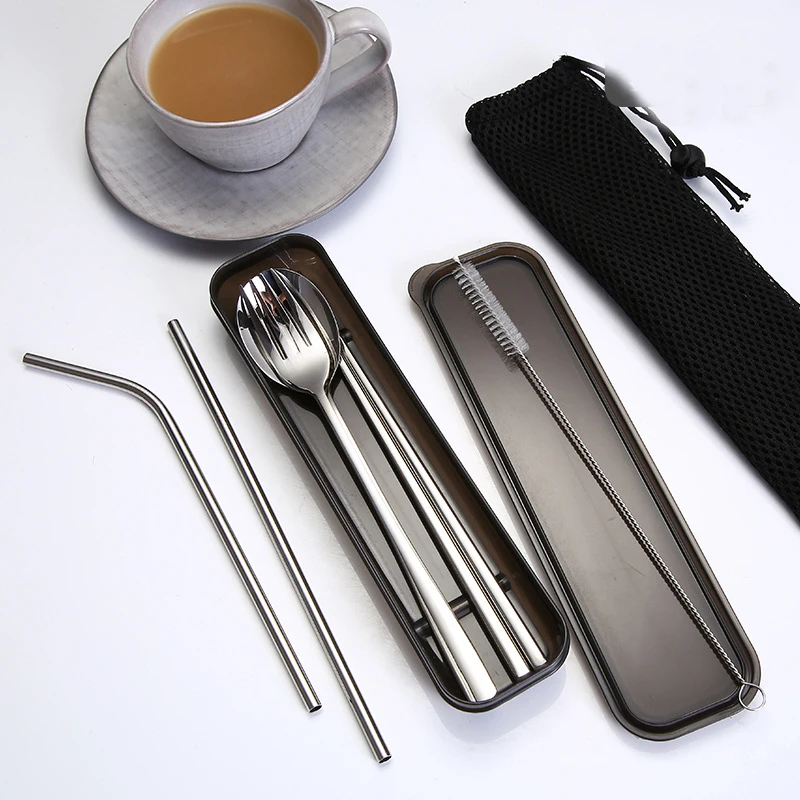 Портативный столовый прибор из нержавеющей стали семейный набор столовых