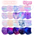 50 шт. одноразовая детская маска для лица, маски, искусственная краска, градиентная печать, трехслойные пылезащитные маски для рта, детская маска