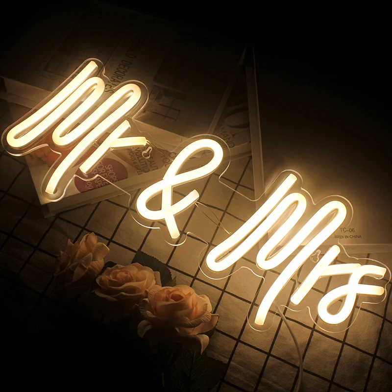 wanxing neon sign custom neon led mr and mrs neon light sign wedding decoration bedroom home wall decor marriage party decor free global shipping