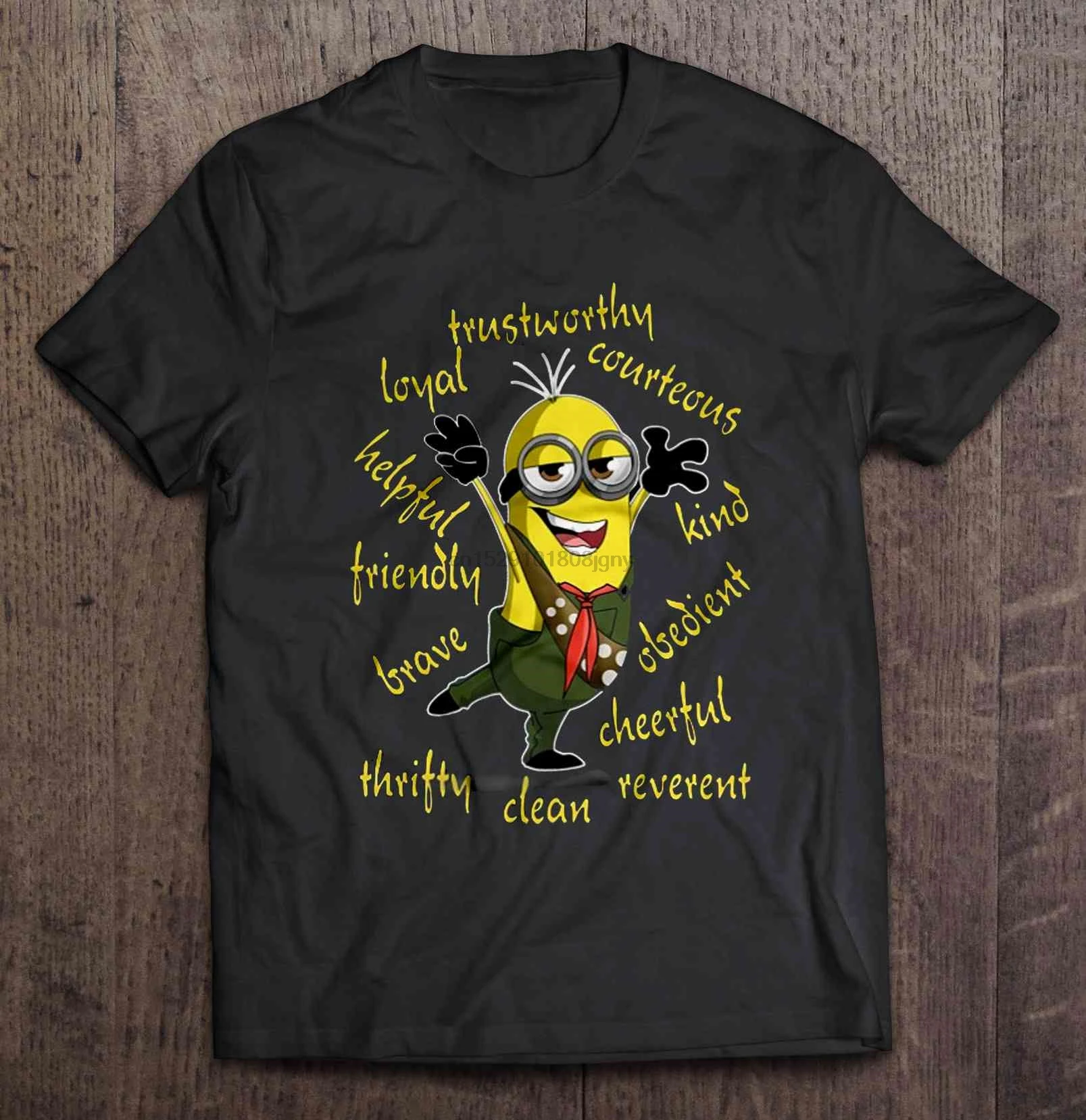 Мужская футболка надежная Lotal Courteous kind Friendly Brave Thrifty Minions версия женская