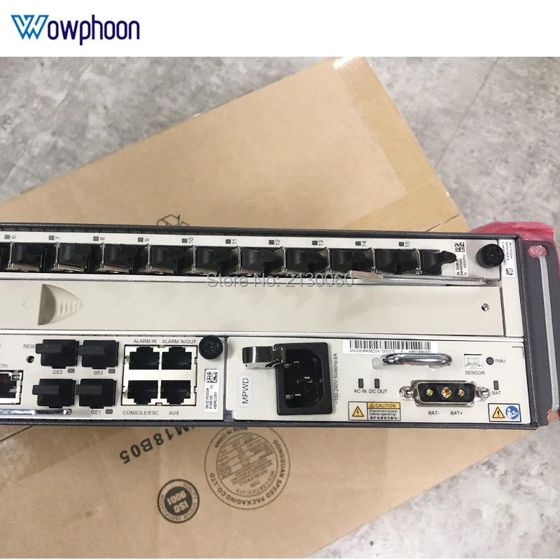 Оригинальный Huawei MA5608T 1G GPON OLT шасси + 1 * MCUD MPWD GPFD 16 порт B C терминал переменного тока