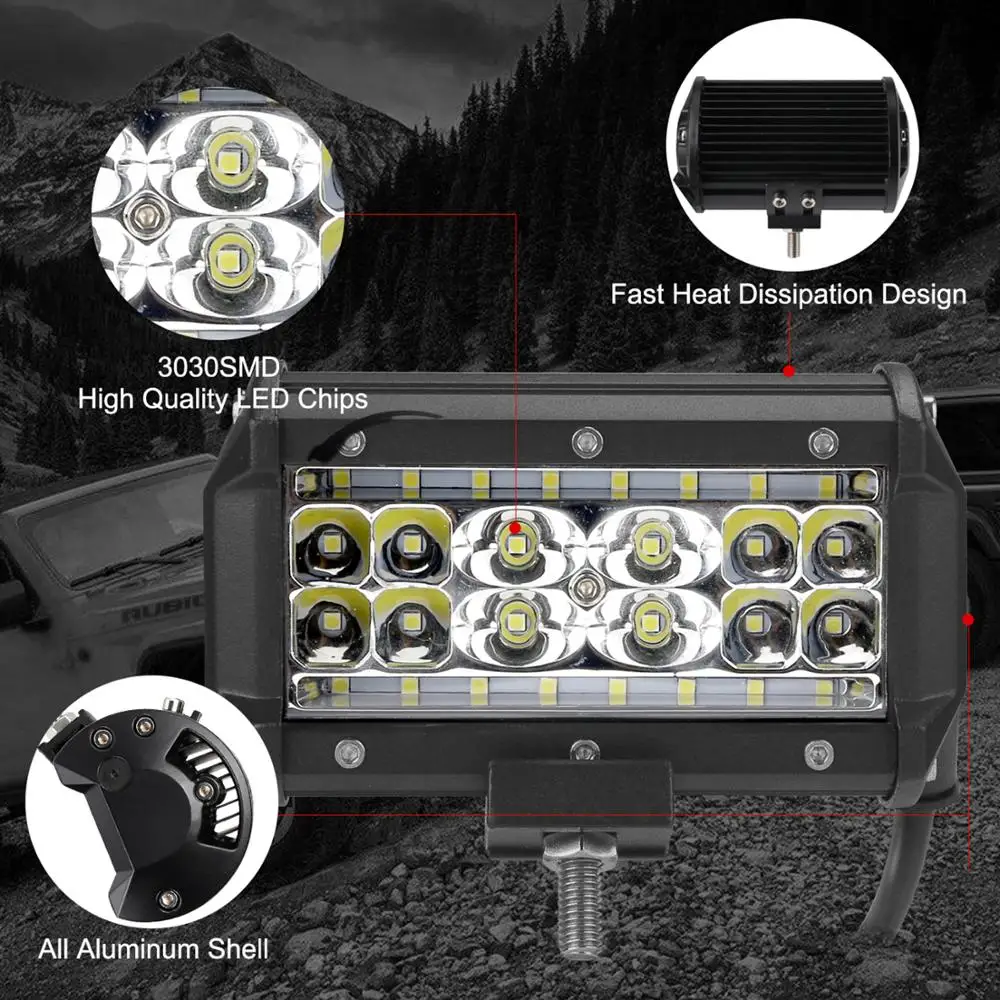 5 &quotСветодиодная панель 12v 24v для вождения Рабочий фонарь точечный прожектор