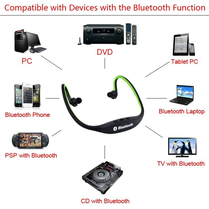 

FOOVDO S9 Bluetooth Earphone Sport Wireless Headphone Support TF/SD Card Headset Music Earbuds with Microphone For iPhone Xiaomi