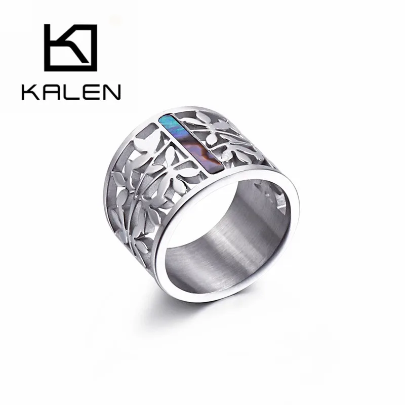KALEN новые кольца из нержавеющей стали для женщин Модные полые ветки цветок Золото/Серебро Кольца Mujer Bague вечерние ювелирные изделия