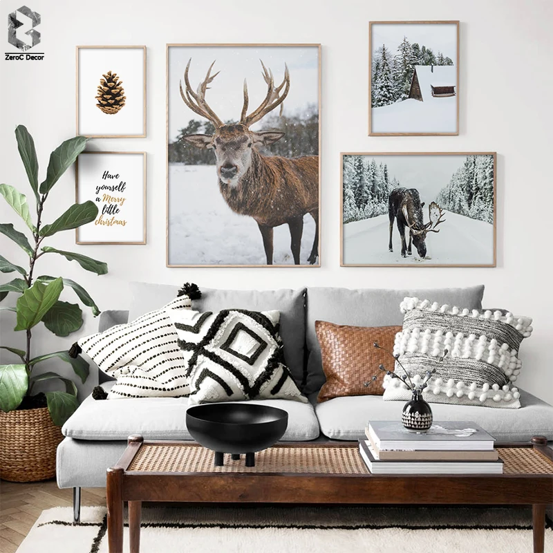 Helsinki Elk Холст плакат природа скандинавский стиль пейзаж стены Искусство сосновый