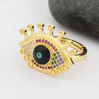 aibef boho rings adjustable lovely evil eye rings charm copper cz opening ring for female popular zirconia resizable jewelry