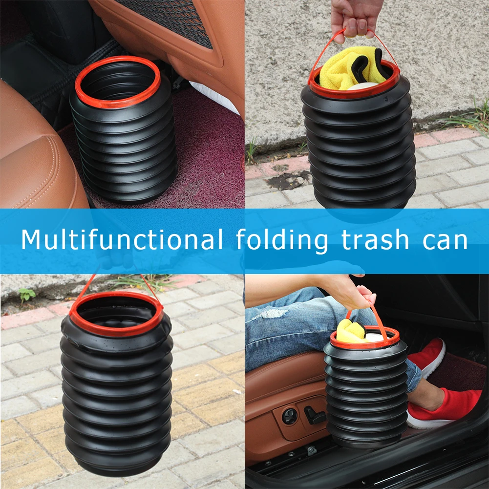 4L Car Trash Cans Portable Folding Collapsible Water Storage Buckets Garbage Container for Auto Outdoor Fishing Camping NO Lid