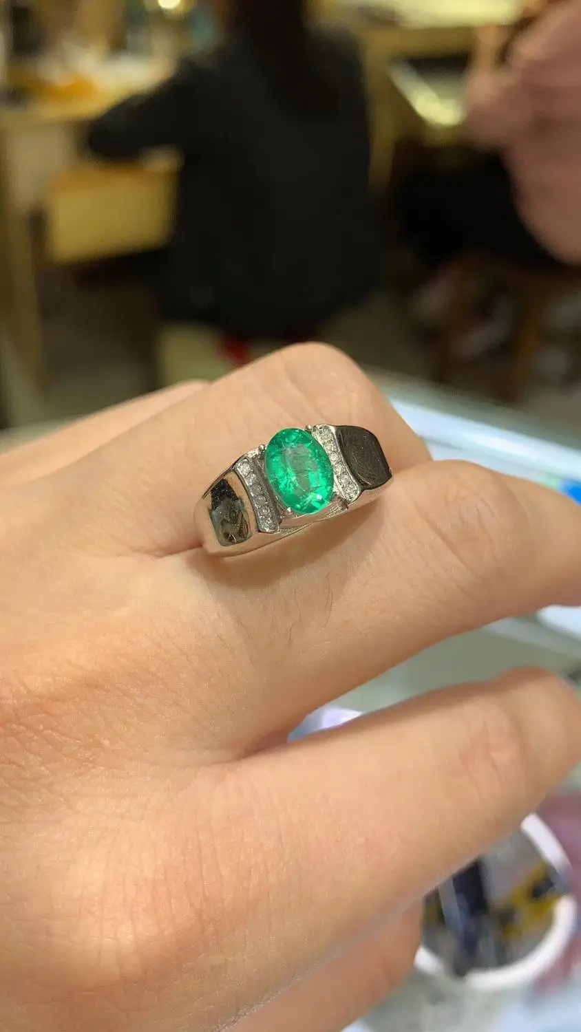 

High Quality Natural and Real emerald ring Free shipping 925 sterling silve Fine jewelry for Man Or Woman