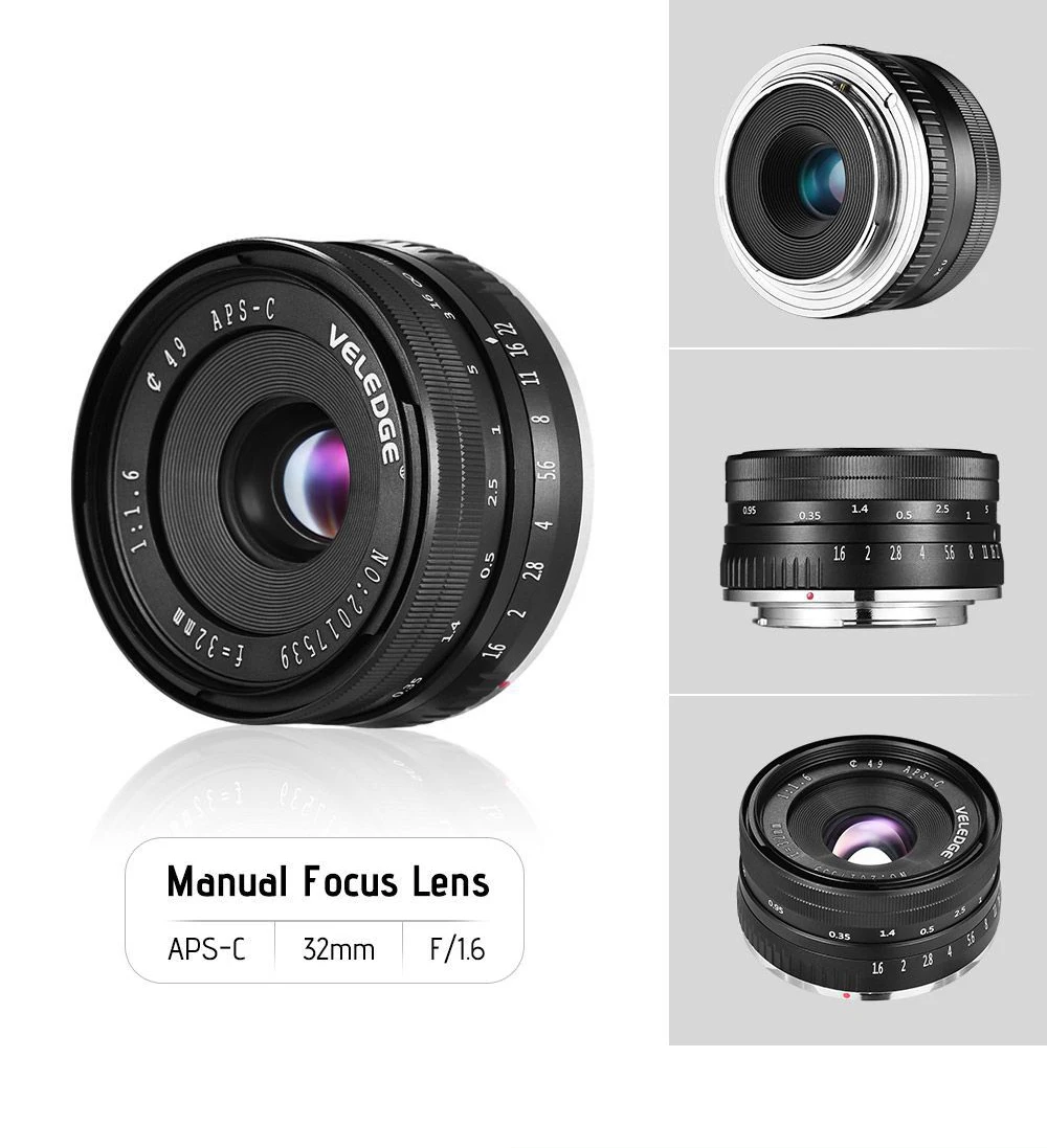 

32mm F1.6 Large Aperture Manual Prime Fixed Lens APS-C For Sony E-Mount Digital Mirrorless Cameras A6000 6300 NEX Camera Part