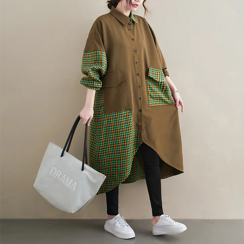 

Large Size 4XL Shirt Dresses For Women Vintage Loose Striped Midi Dress Robe Female Big Size Cotton Linen Shirts Dress Vestidos