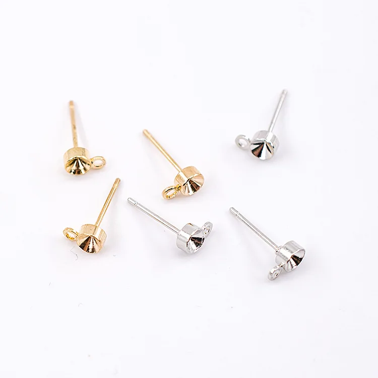 50 шт. металлические серьги гвоздики для девочек с кольцом аксессуары сделай сам