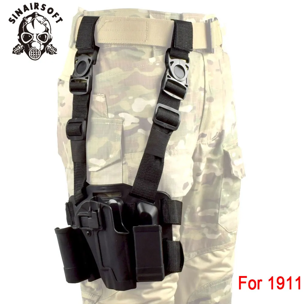 

Hot Tactical CQC Dark Earth 1911 Right Hand Drop Leg Holster Pouch Fit Pistol M1911 For Paintball Shooting Hunting Accessories