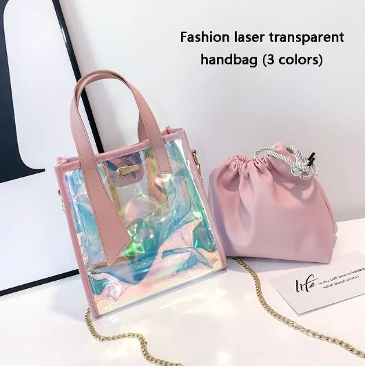 3 вида цветов продукты женская сумка модная через плечо лазерная прозрачная