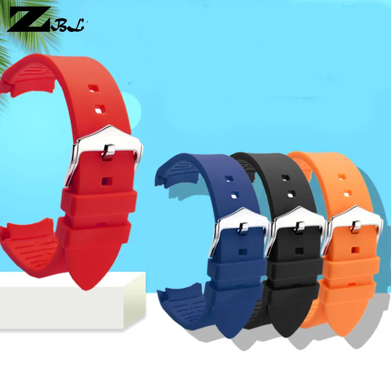 curved end silicone Rubber watch strap for s-eiko o-mega Ti-ssot Ci-tizen Watchbands 18mm 20mm 22mm waterproof soft Watch band | Наручные