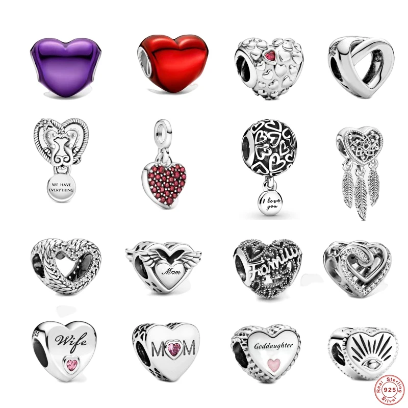 

KOJ Bling Zircon Beads Fit Original Pandora Bracelets Letter Heart Charms Bead For Lovers' Valentine's Day Gift