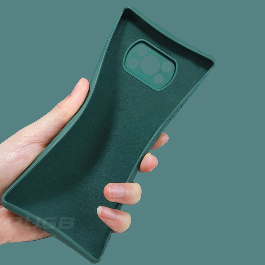 original soft liquid silicone phone case for xiaomi poco x3 nfc x 3 m3 f2 pro f3 camera protection cloth lining shockproof cover free global shipping