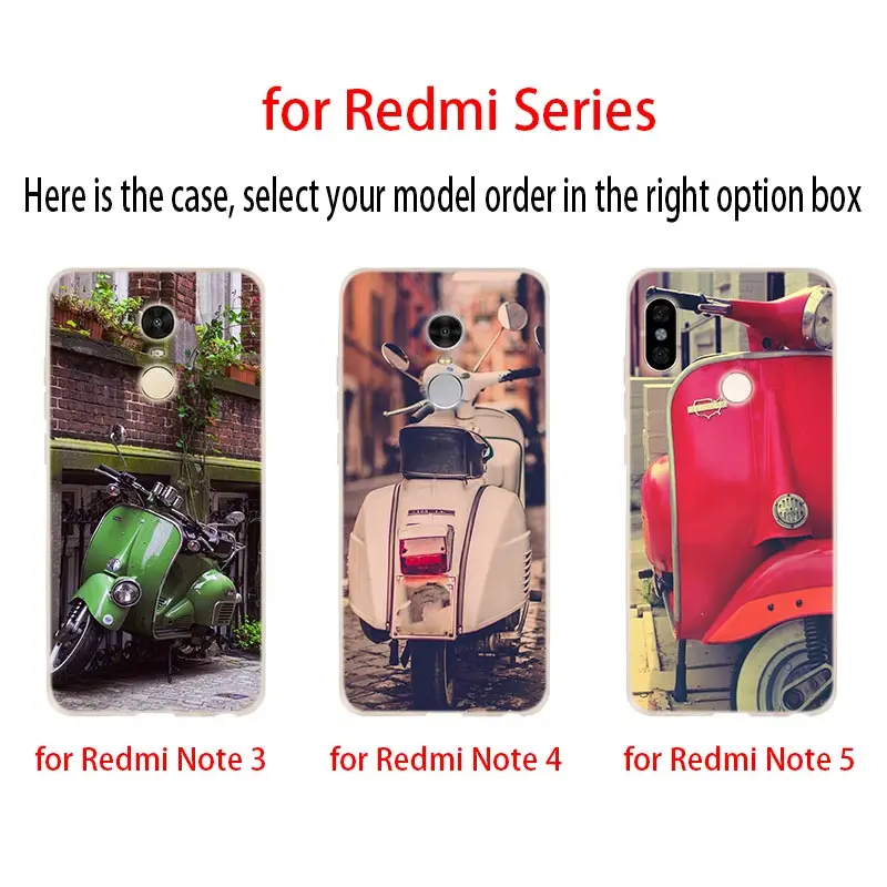 Мягкий чехол Vespa для скутера Xiaomi Redmi Note 8 7 6 5 Pro 8a 6pro 6a s2 5a 4a 5plus y3 Coque Funda Etui чехлы