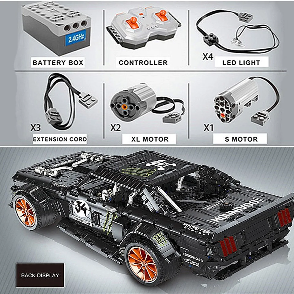 RC Ford Mustang Hoonicorn RTR V2 Technic Супер гоночный автомобиль с мотором 20102 MOC-22970 строительные блоки кирпичи с светодиодные игрушки