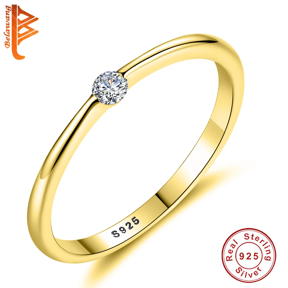 Женское кольцо с волнистым кристаллом BELAWANG на палец из настоящего серебра 925