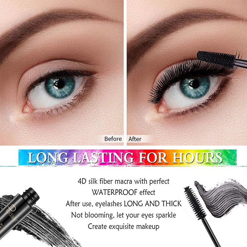 Тушь для ресниц Crown Mascara 4D водостойкая Удлиняющая из шелкового волокна не