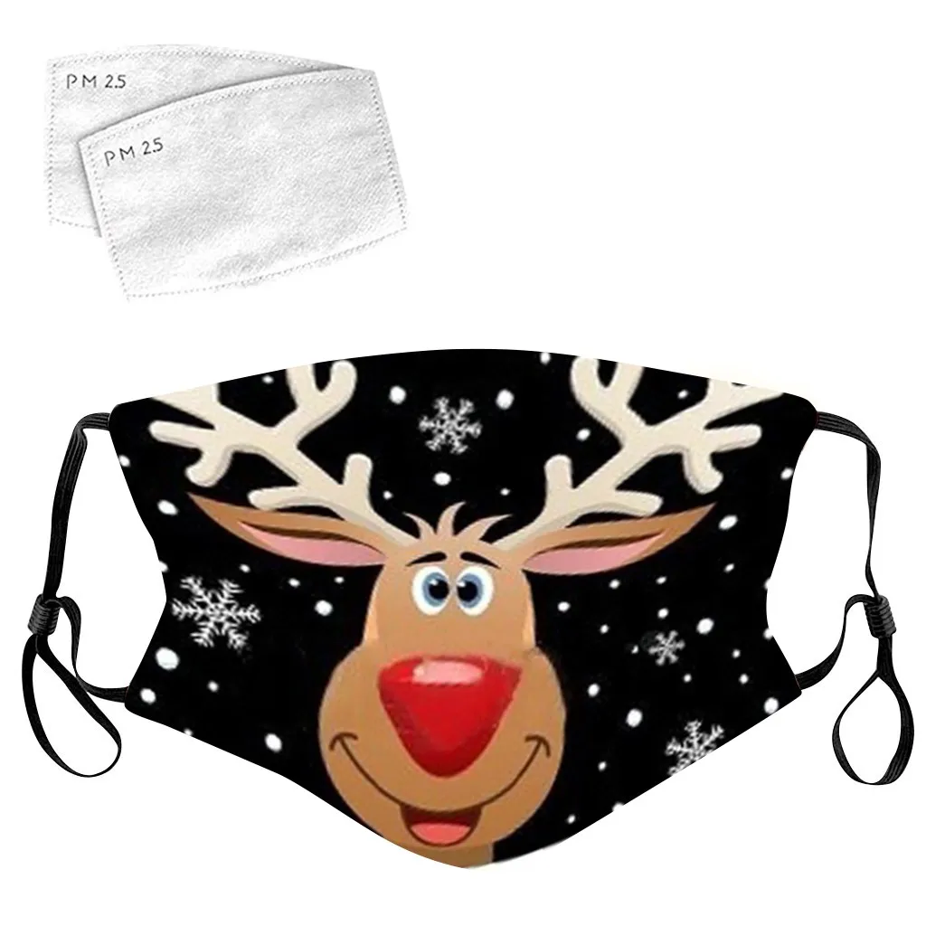 

Santa Face Mask Unisex Christmas Outdoor Face Fabric Facial Mask Washable Breathable Reusable 1 +2pc Filter Mascaras