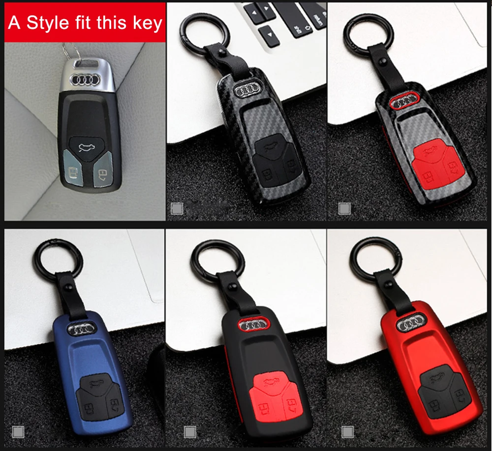 

ABS Car Smart Remote Key Case Holder Protect Keychain Keyring for AUDI A4L A5 Q7 TT TTS Key Chain Key Ring