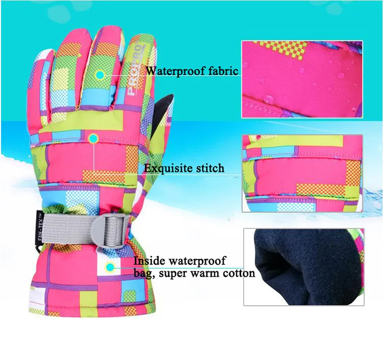 Зимние профессиональные женские лыжные перчатки для взрослых водонепроницаемые