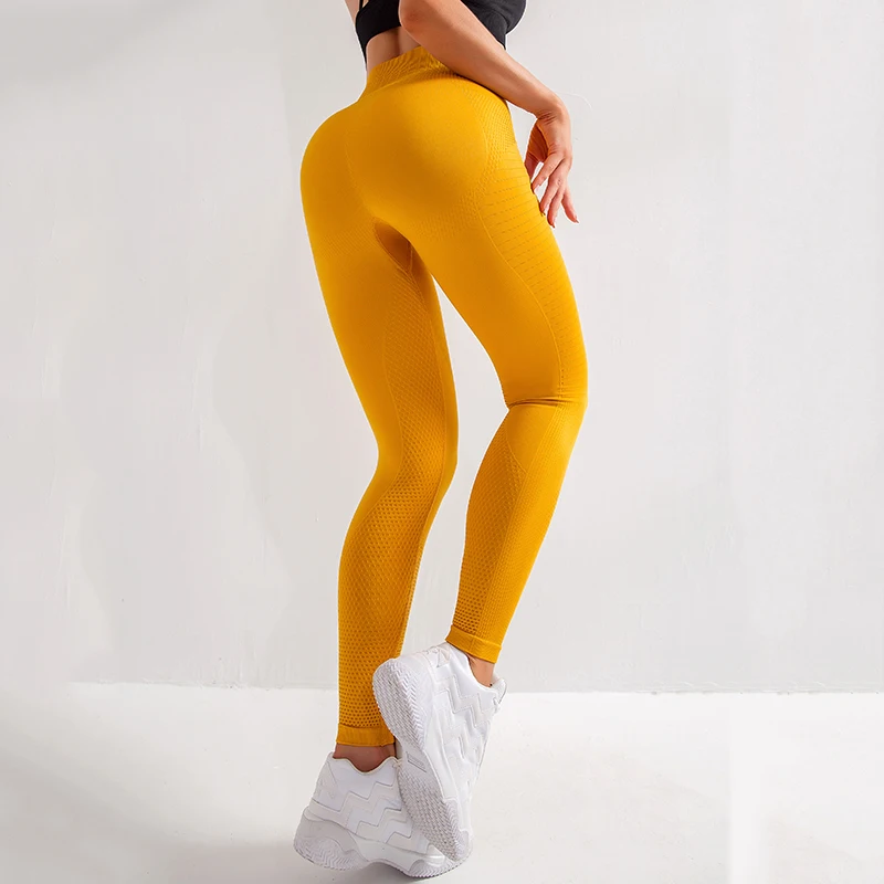 Женские Бесшовные Леггинсы для фитнеса бега йоги штаны с высокой талией контроля