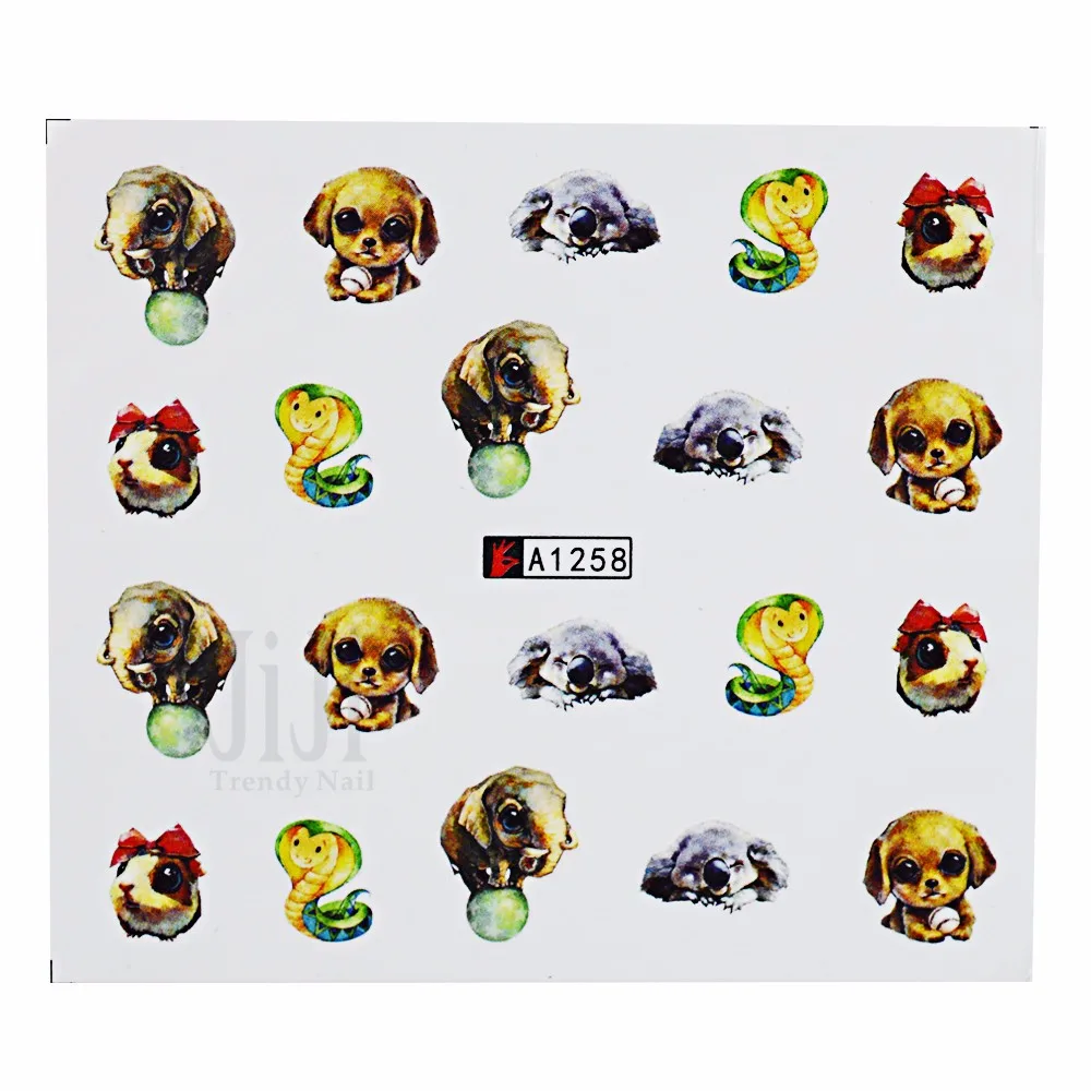 12 шт. Милая наклейка в форме животных переводные наклейки для ногтей