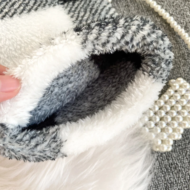 

Vintage Plaid Loose Woolen Sweatshirt women fashion 2020 winter warm outerwear coat lapel collar long sleeve zipper chic tops