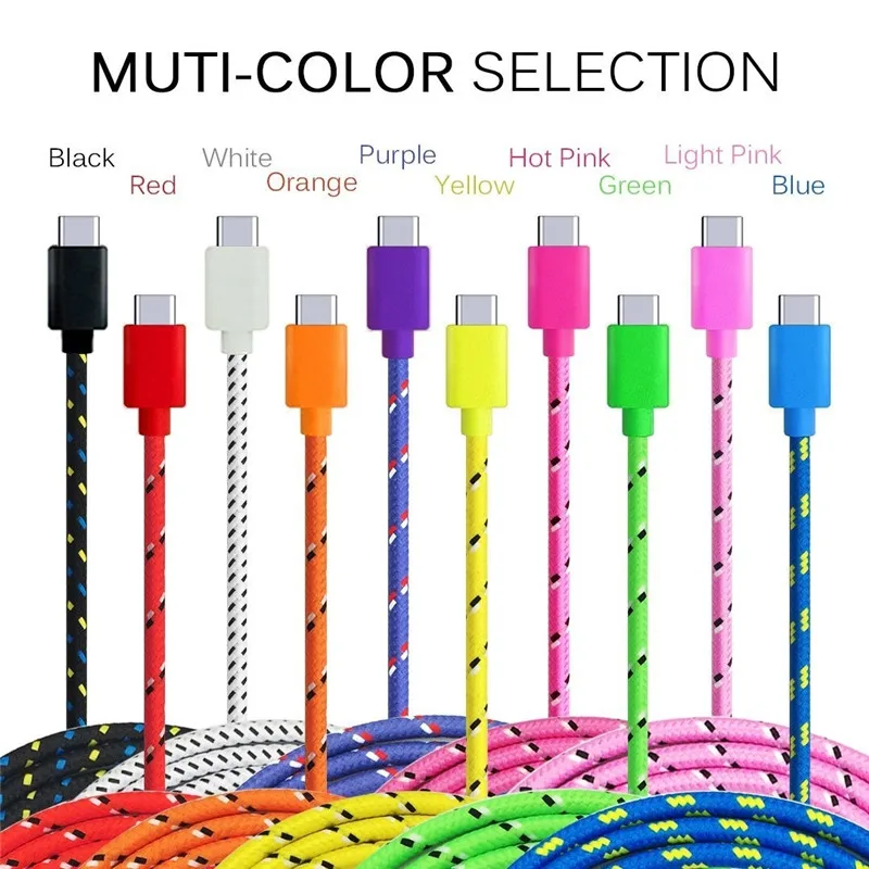 

3A USB Type C Cable For Samsung Galaxy S10 S9 Xiaomi Redmi Note 7 Huawei Fast Charging Mobile Phone Chargers Data Cord 1m 2m 3m