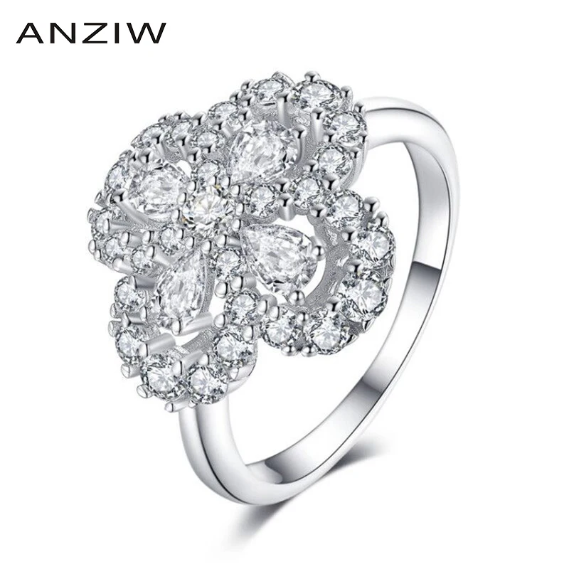 Кольцо женское из серебра 925 пробы в форме цветка|925 sterling silver|wedding ringssterling silver |