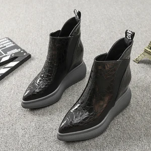 Ботильоны женские из лакированной кожи Koovan, зимние ботинки с острым носком, увеличивающие рост, с хлопковой подкладкой, 2021