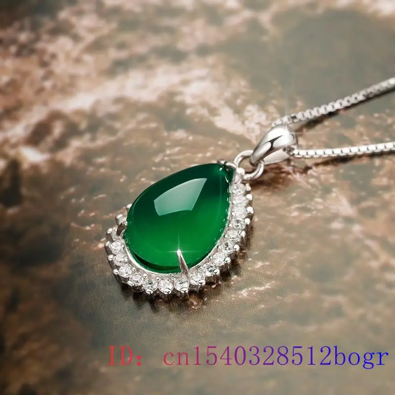 

Jade Water droplet Pendant Charm Chalcedony Gifts 925 Silver Hetian Chinese Women Amulet Natural Necklace Jewelry Fashion