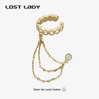lost lady korean elegant stud earrings gothic statement earrings for women girls fashion modern female metal chain jewelry