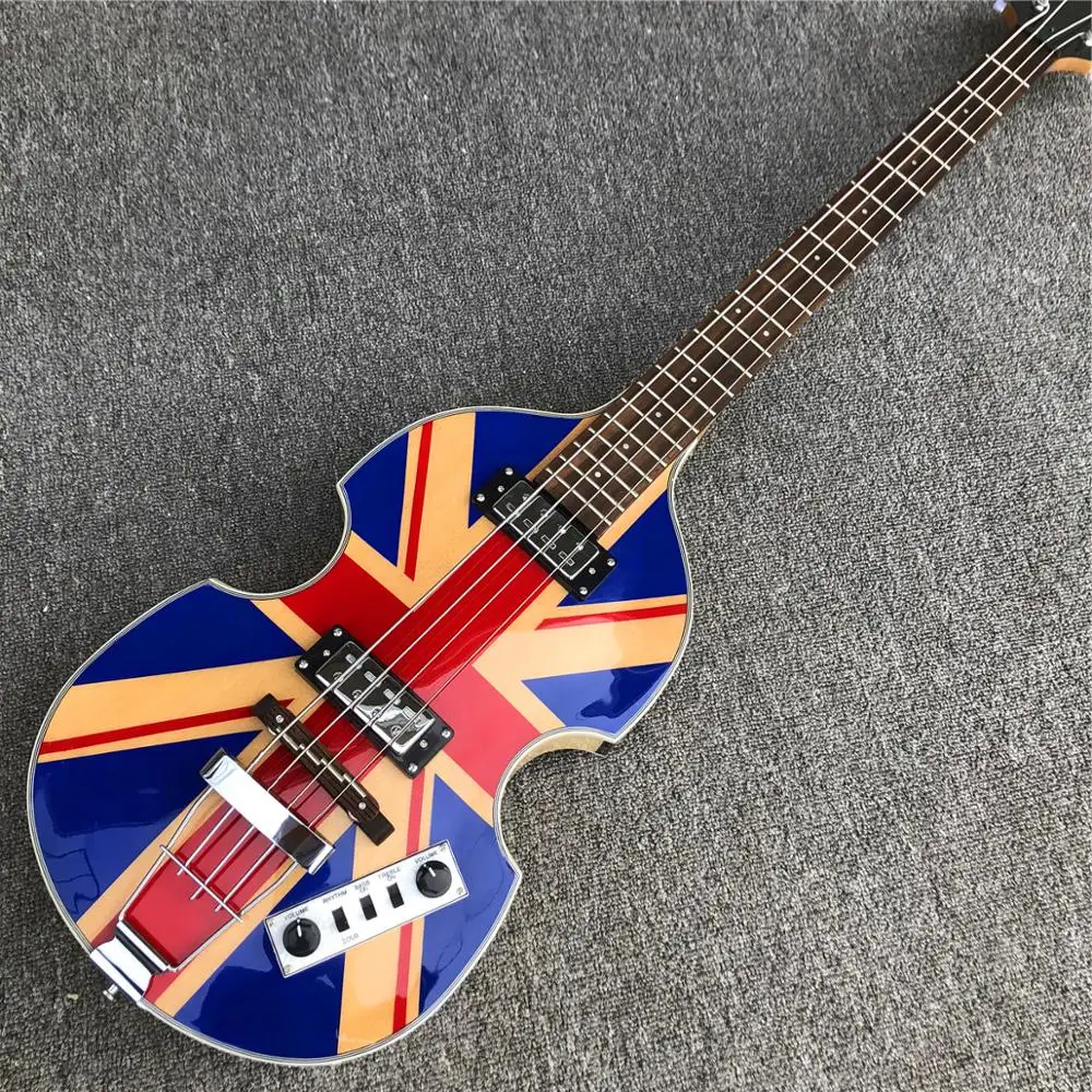 4 струнная скрипка Hofner с британским флагом синего цвета электрическая бас гитара