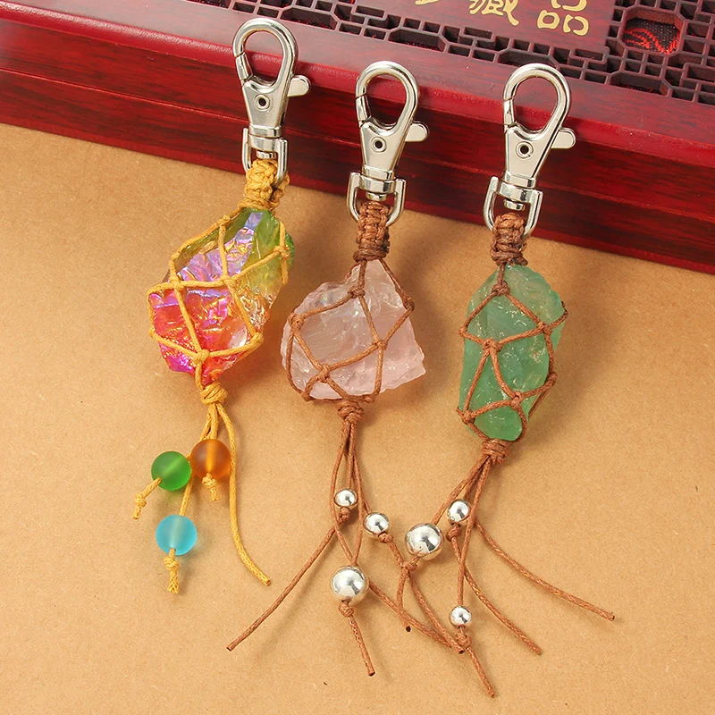 Натуральный каменный брелок веревка подвесная Пряжка автомобильный с