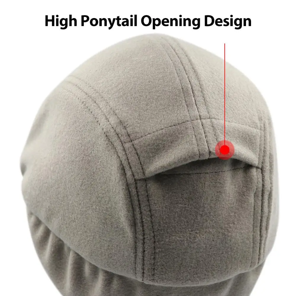 Женская зимняя флисовая шапка с хвостом для бега опущенными ушками бейсбольная