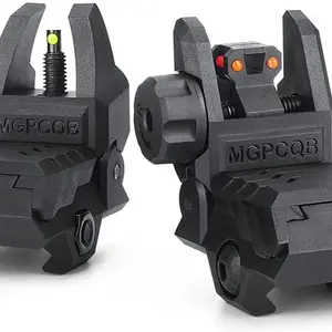 tactical folding fiber iron sight flip up front and rear sights fiber optics sights back up sight for picatinny weaver rails free global shipping