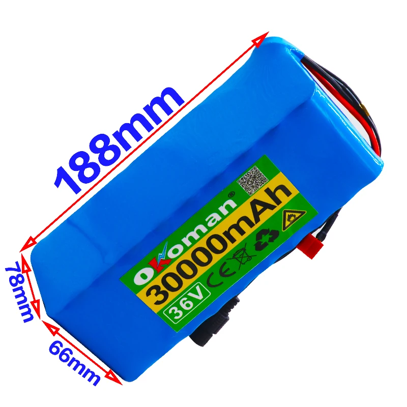 Оригинальный аккумулятор 36В 10S4P 30Ah е-байка 18650 Батарейный блок 500 Вт 42В 30000 мАч