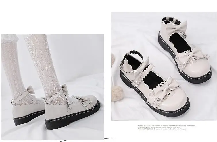 Милые туфли в стиле &quotЛолита&quot с бантом Харадзюку Jk Op на низком каблуке круглым